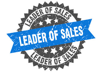 leader of sales stamp. grunge round sign with ribbon