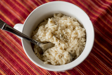 Risotto in ceramic mug