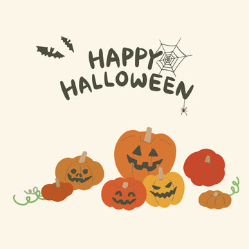 An image of several old pumpkins and vines. This is a flat image illustration great for use on Halloween.