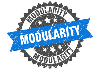 modularity stamp. grunge round sign with ribbon