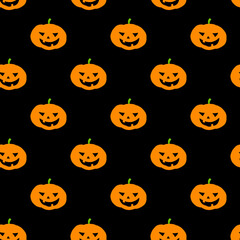 Halloween seamless pattern. Pumpkin on black background. Halloween concept