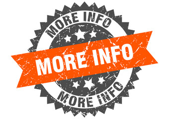 more info stamp. grunge round sign with ribbon