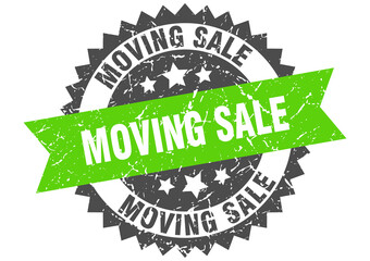 Obraz premium moving sale stamp. grunge round sign with ribbon