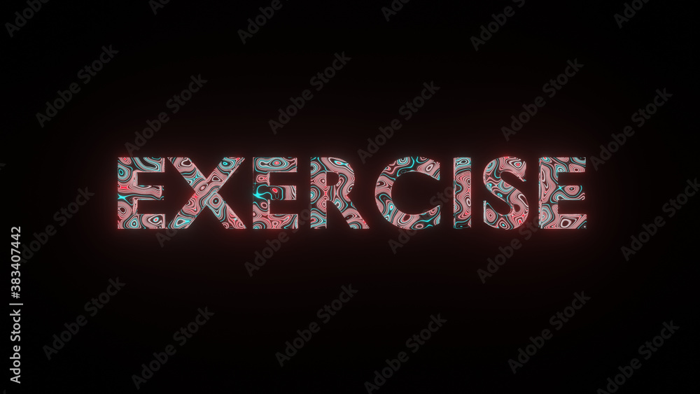 Aufkleber 3d illustration graphic of beautiful texture or pattern on the text exercise, isolated on black back