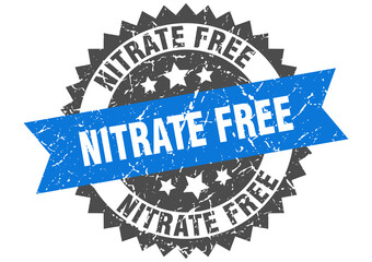 nitrate free stamp. grunge round sign with ribbon