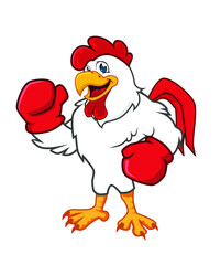 chicken boxing mascot cartoon in vector
