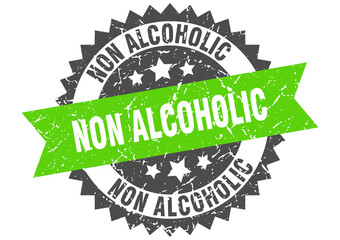 non alcoholic stamp. grunge round sign with ribbon