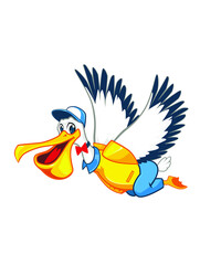 pelican bird postman mascot cartoon