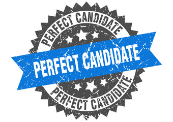 perfect candidate stamp. grunge round sign with ribbon