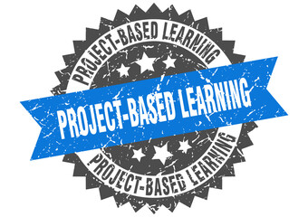 project-based learning stamp. grunge round sign with ribbon