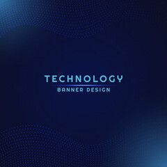 Technology banner dot pattern wave flow design.