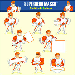 superhero mascot cartoon pack in vector