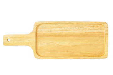 Wooden bread cutting board isolated with path on white background.