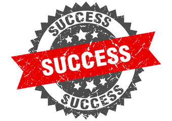 Obraz premium success stamp. grunge round sign with ribbon