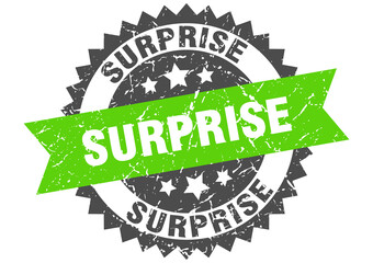 surprise stamp. grunge round sign with ribbon