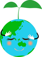 芽が出るかわいいエコロジーな地球のイラスト