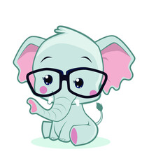 cute elephant mascot cartoon in vector