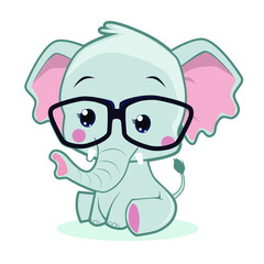 cute elephant mascot cartoon in vector
