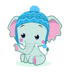 cute elephant mascot cartoon in vector