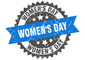 Obraz premium women's day stamp. grunge round sign with ribbon