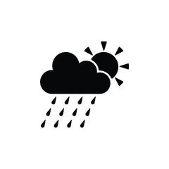 Cloud with raining and sunny icon vector isolated on white, logo sign and symbol.