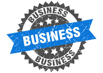 business stamp. grunge round sign with ribbon