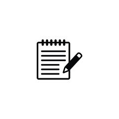 Notebook pen icon vector isolated on white, logo sign and symbol.