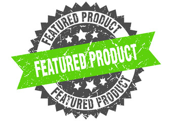 featured product stamp. grunge round sign with ribbon