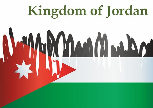 Flag of Jordan, Hashemite Kingdom of Jordan. Bright, colorful vector illustration