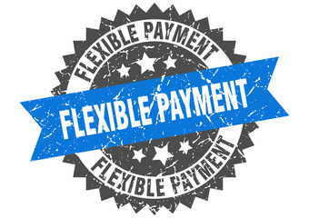 flexible payment stamp. grunge round sign with ribbon