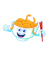 noodle bowl mascot cartoon in vector