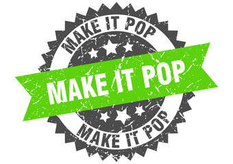 make it pop stamp. grunge round sign with ribbon