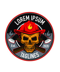 firefighter logo skull in vector