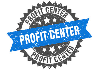 profit center stamp. grunge round sign with ribbon