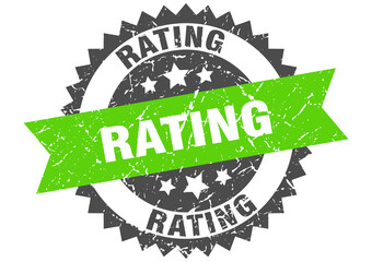 rating stamp. grunge round sign with ribbon