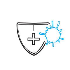 hand drawn Bacteria Protection logo vector in doodle style vector