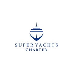 modern super yacht vector logo design