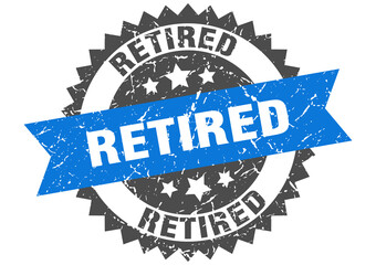 retired stamp. grunge round sign with ribbon