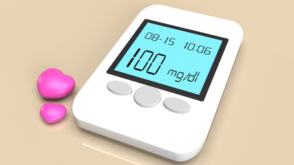 Blood Glucose Meter to test  diabetes for medical content 3d rendering.