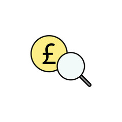 search, magnifier, pound colored icon. Element of finance illustration. Signs and symbols colored icon can be used for web, logo, mobile app, UI, UX