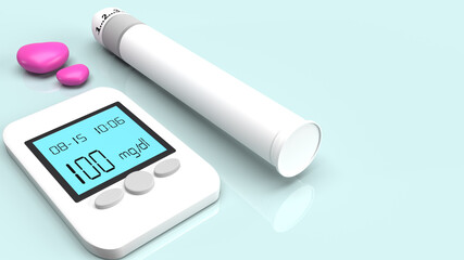 Blood Glucose Meter to test  diabetes for medical content 3d rendering.