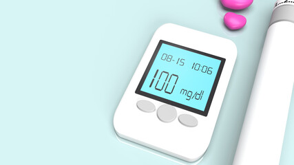 Blood Glucose Meter to test  diabetes for medical content 3d rendering.
