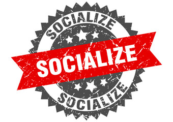 socialize stamp. grunge round sign with ribbon