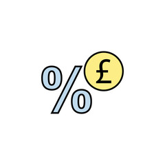 percent, pound colored icon. Element of finance illustration. Signs and symbols colored icon can be used for web, logo, mobile app, UI, UX