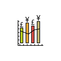 chart, graph, pound, yuan colored icon. Element of finance illustration. Signs and symbols colored icon can be used for web, logo, mobile app, UI, UX