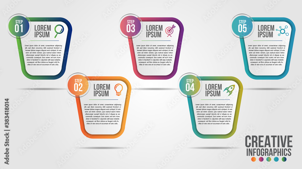 Poster infographic modern timeline design vector template for business with 5 steps or options illustrate a