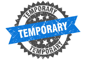 temporary stamp. grunge round sign with ribbon