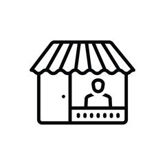 Black line icon for shop