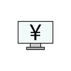 monitor, yuan colored icon. Element of finance illustration. Signs and symbols colored icon can be used for web, logo, mobile app, UI, UX