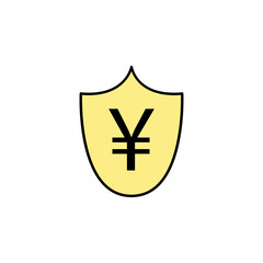shield, yuan colored icon. Element of finance illustration. Signs and symbols colored icon can be used for web, logo, mobile app, UI, UX